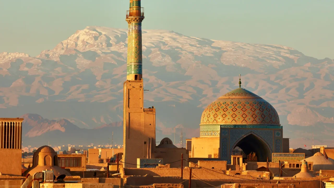 ancient city of yazd in sunrise lights iran