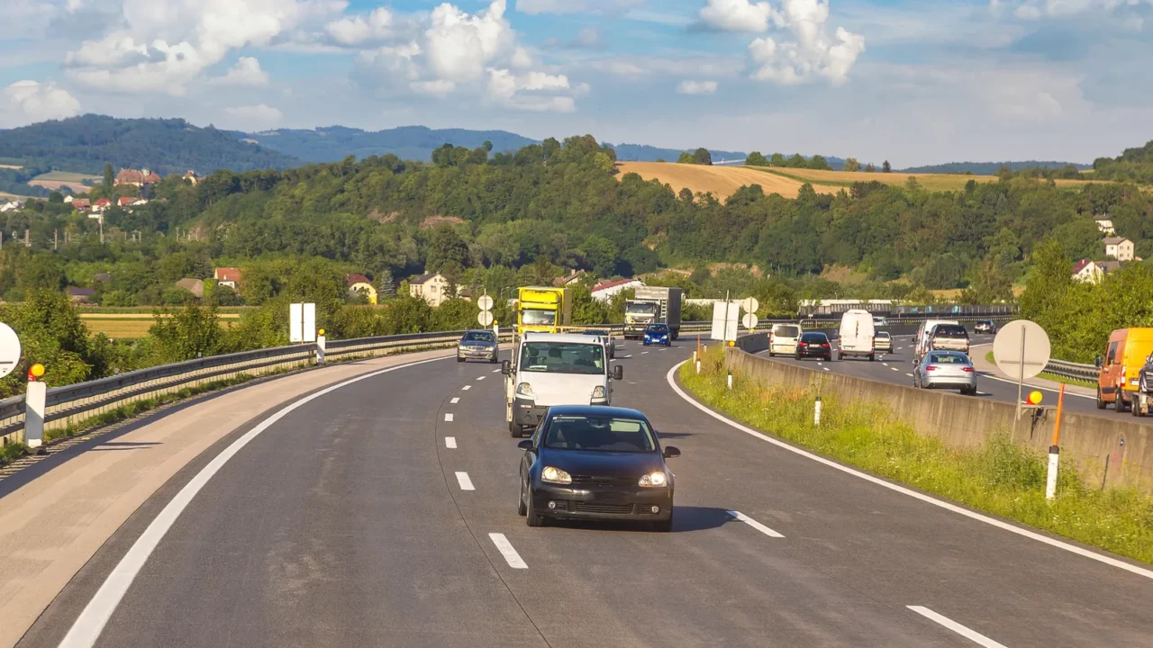asphalt road in a beautiful summer day