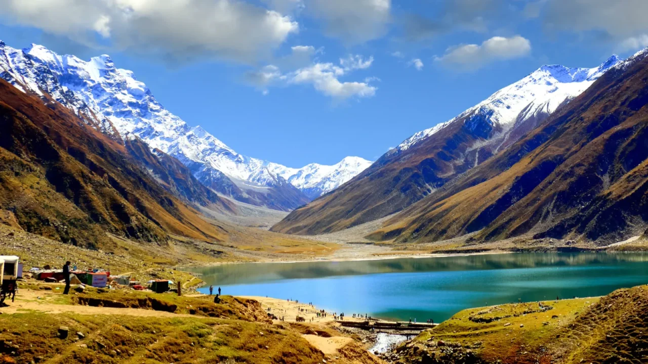 beautiful view of mountainous lake saiful muluk in naran valley
