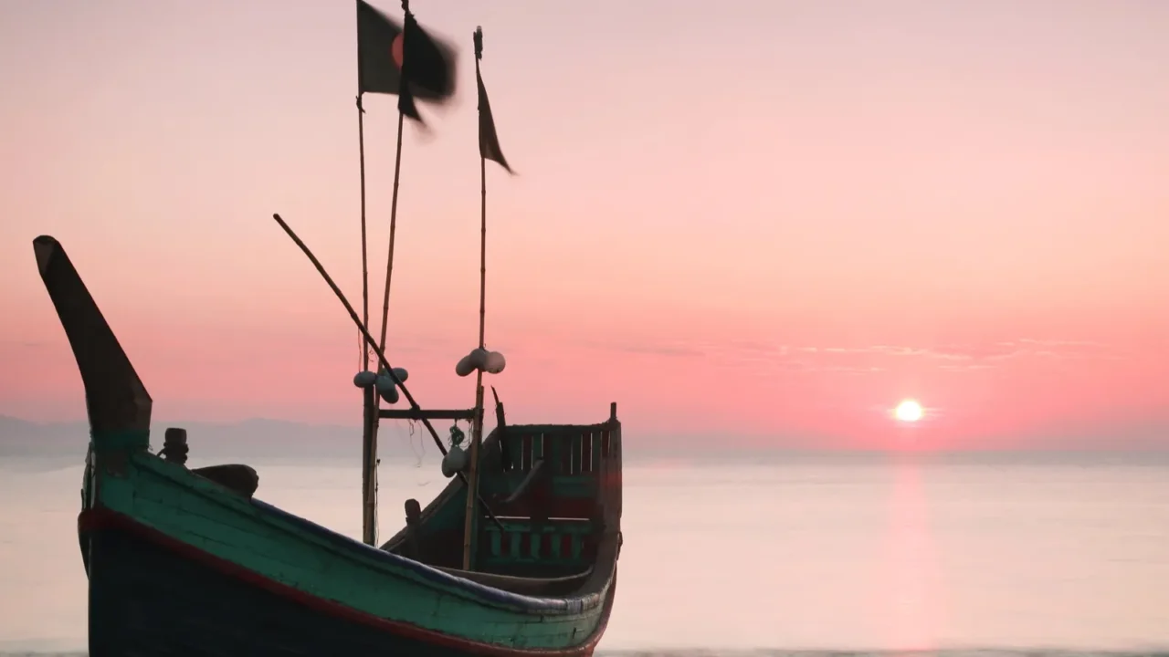 boat at saint martins island of bangladesh a long exposure