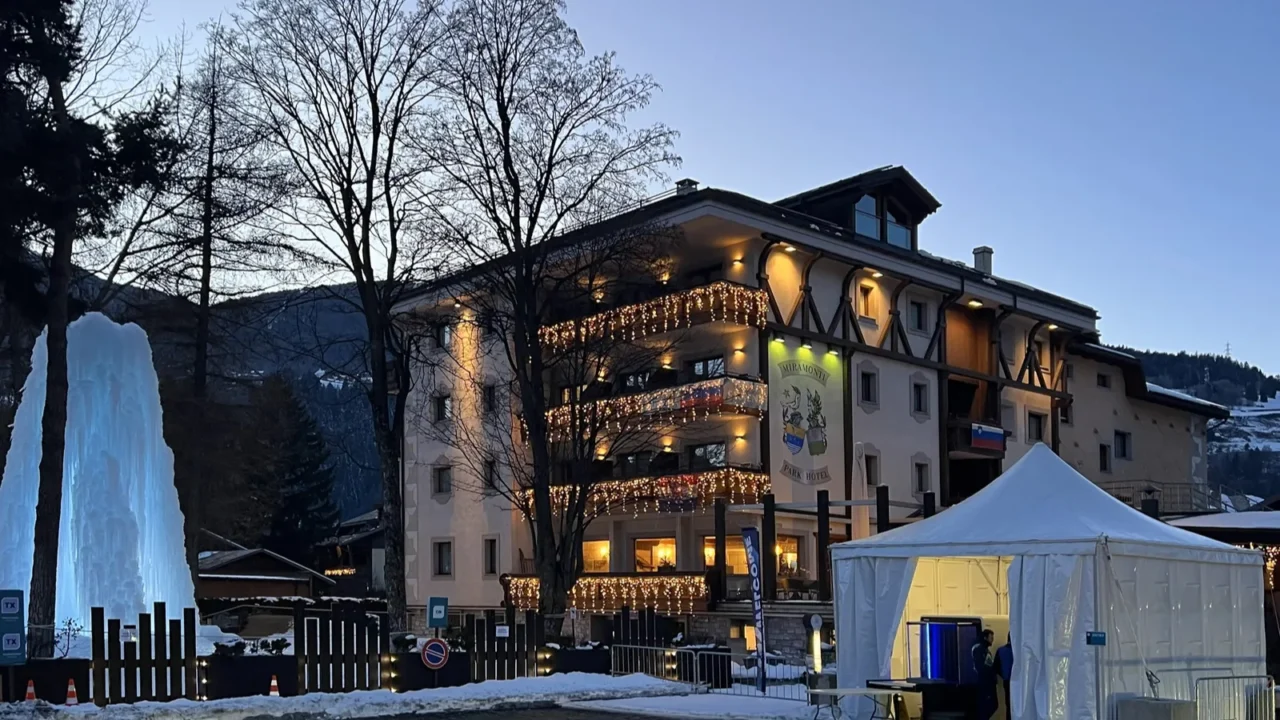 bormio italy  february 1 2026 building displaying a national