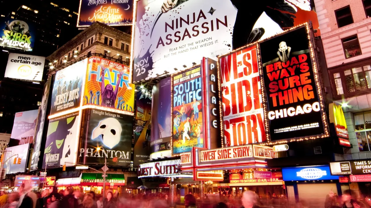 broadway at times square by night