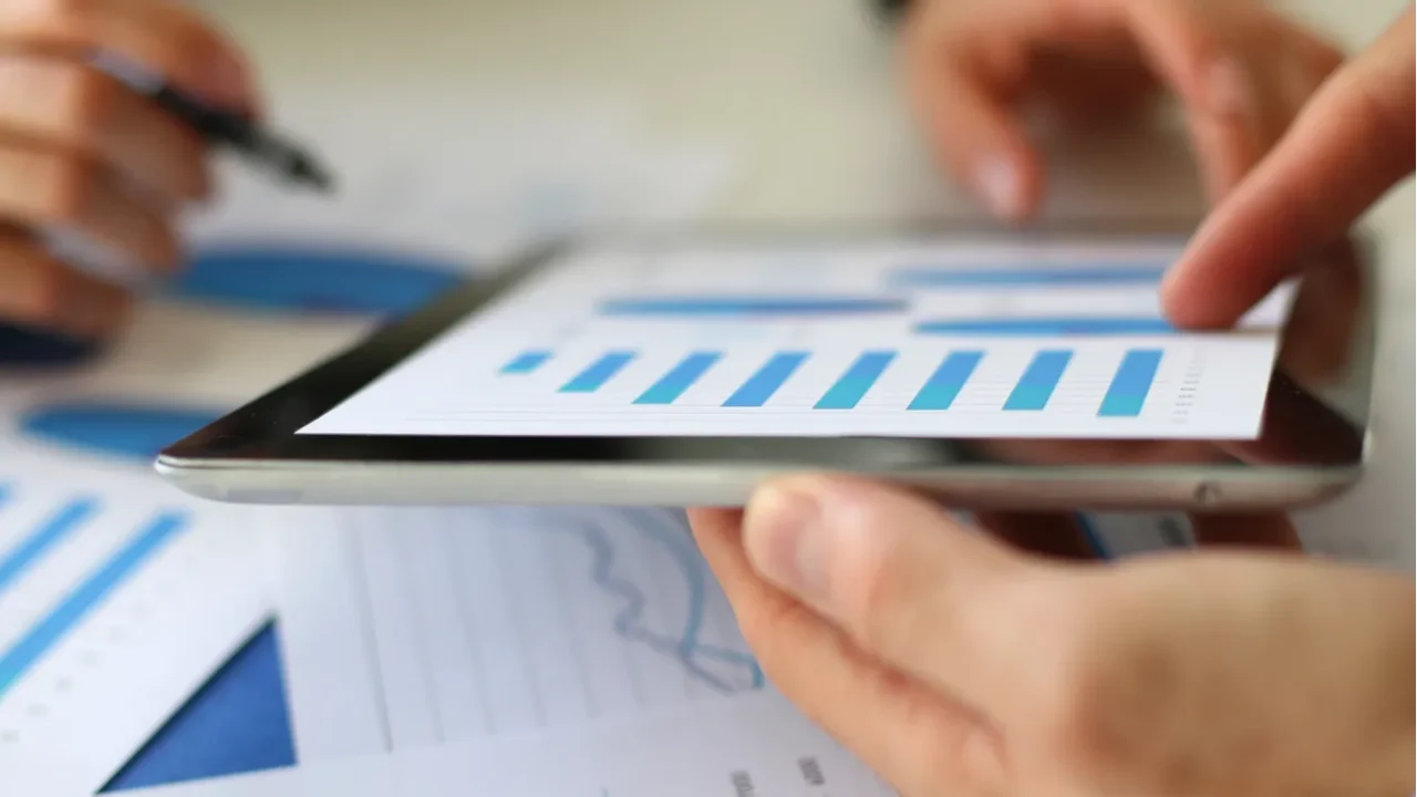 business plan presentation on digital tablet