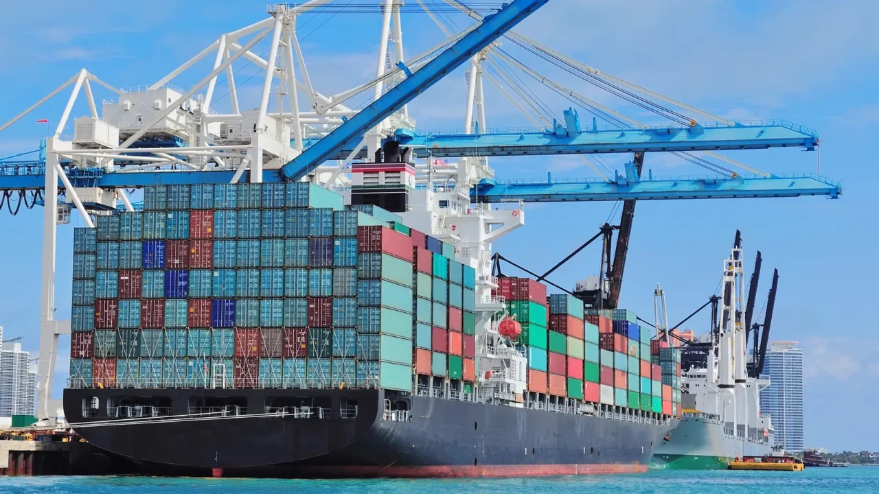 cargo ship at miami harbor