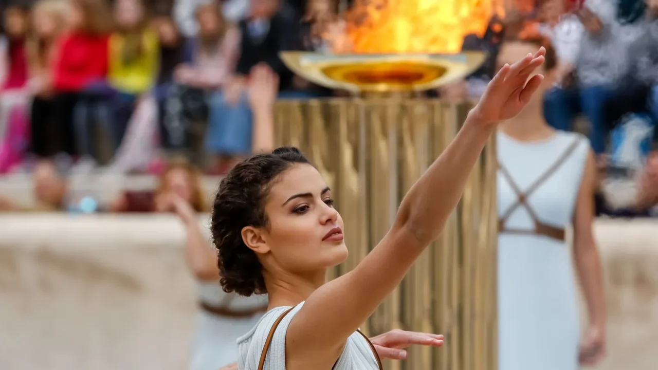 ceremony of the olympic flame for winter olympics