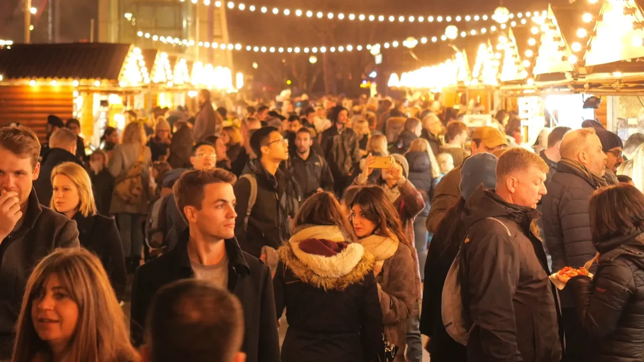 christmas market at london southbank is a popular place