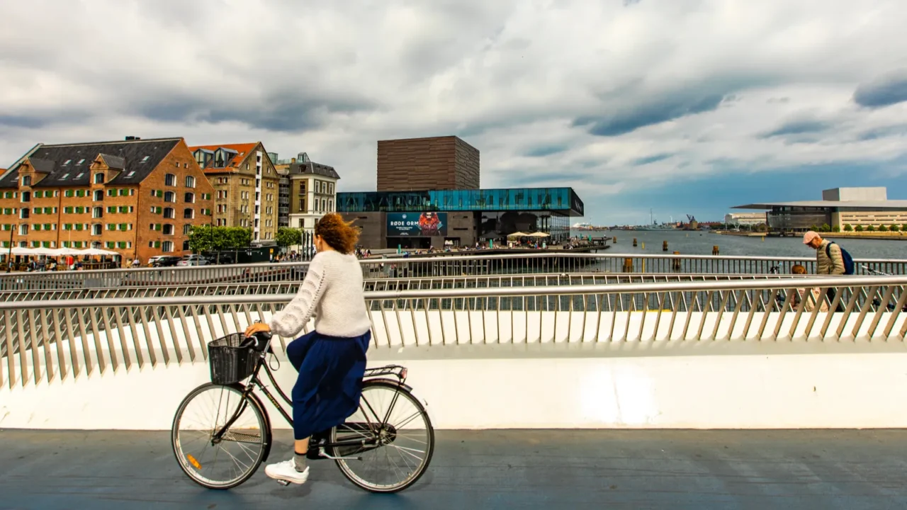 copenhagen denmark june 14 2018 unidentified people on inderhavnsbroen
