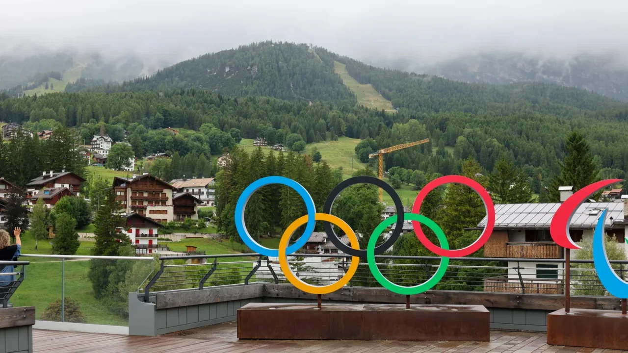 cortina dampezzo italy  september 6 2024 the olympic rings