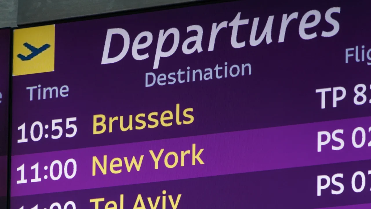 departures board in airport