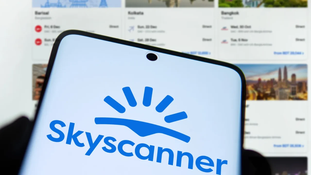 dhaka bangladesh 03 nov 2024 skyscanner logo is displayed on