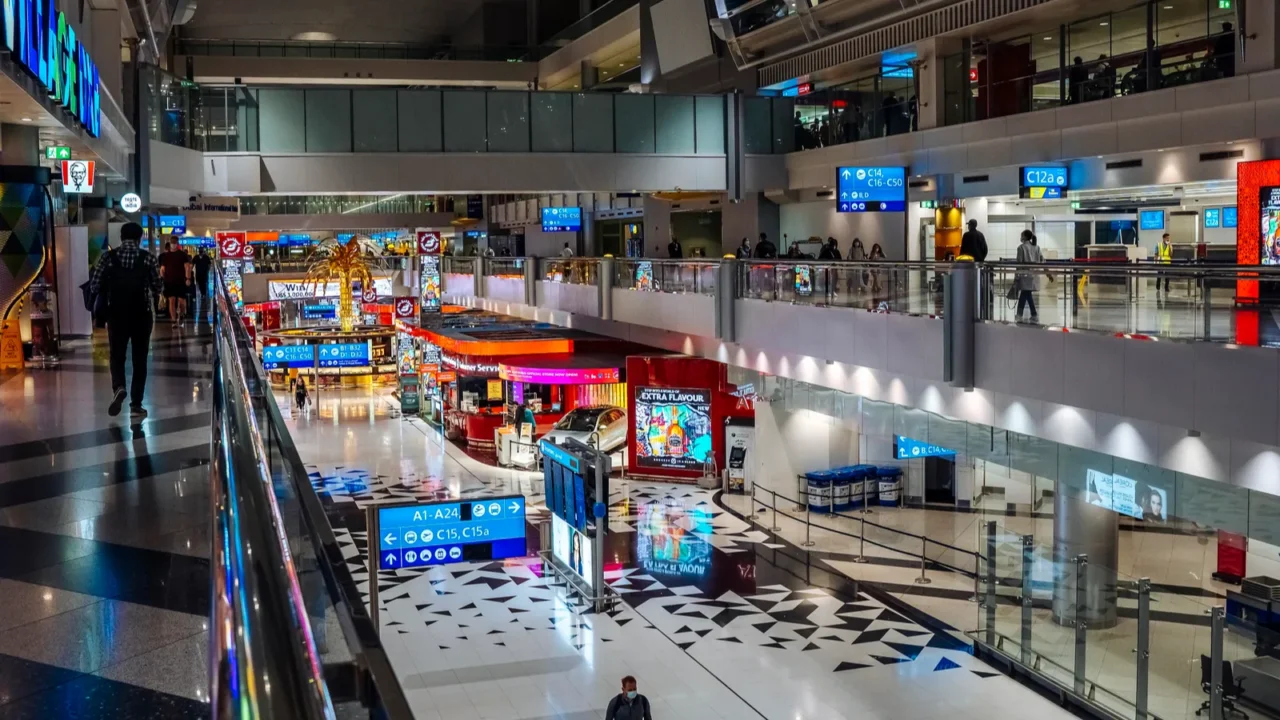 dubai uae  06112021 dxb airport interior duty free shops