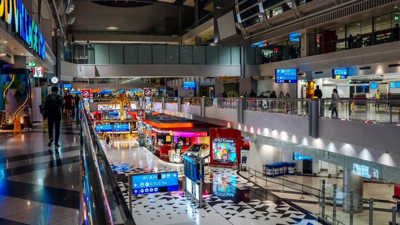 dubai uae 06112021 dxb airport interior duty free shops