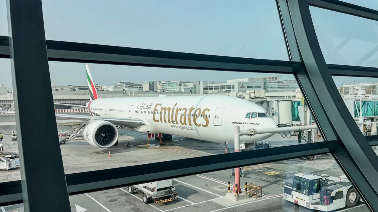 dubai uae 16 september 2023 in departure view through glass
