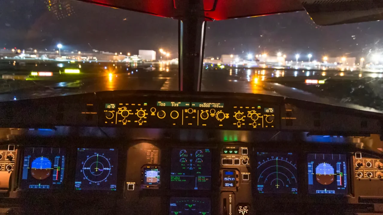 frankfurt germany october 9 2014 landing by night with