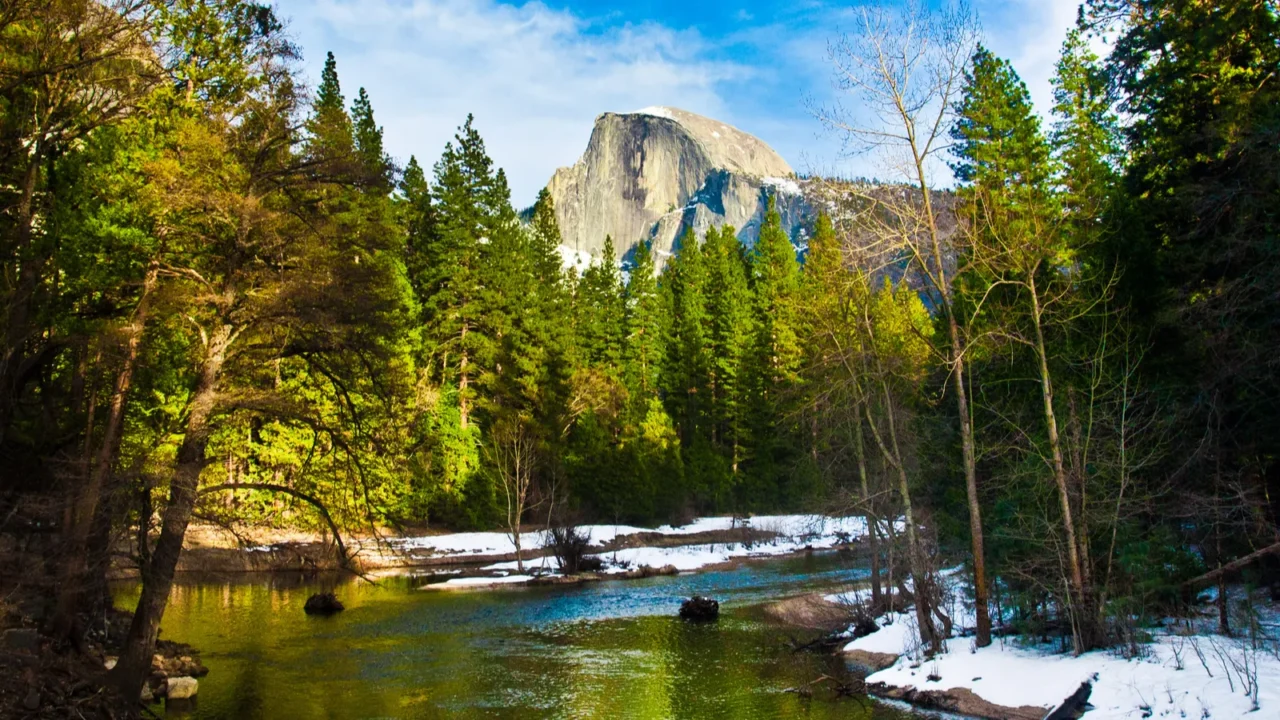 half dome rock the landmark of yosemite national park california
