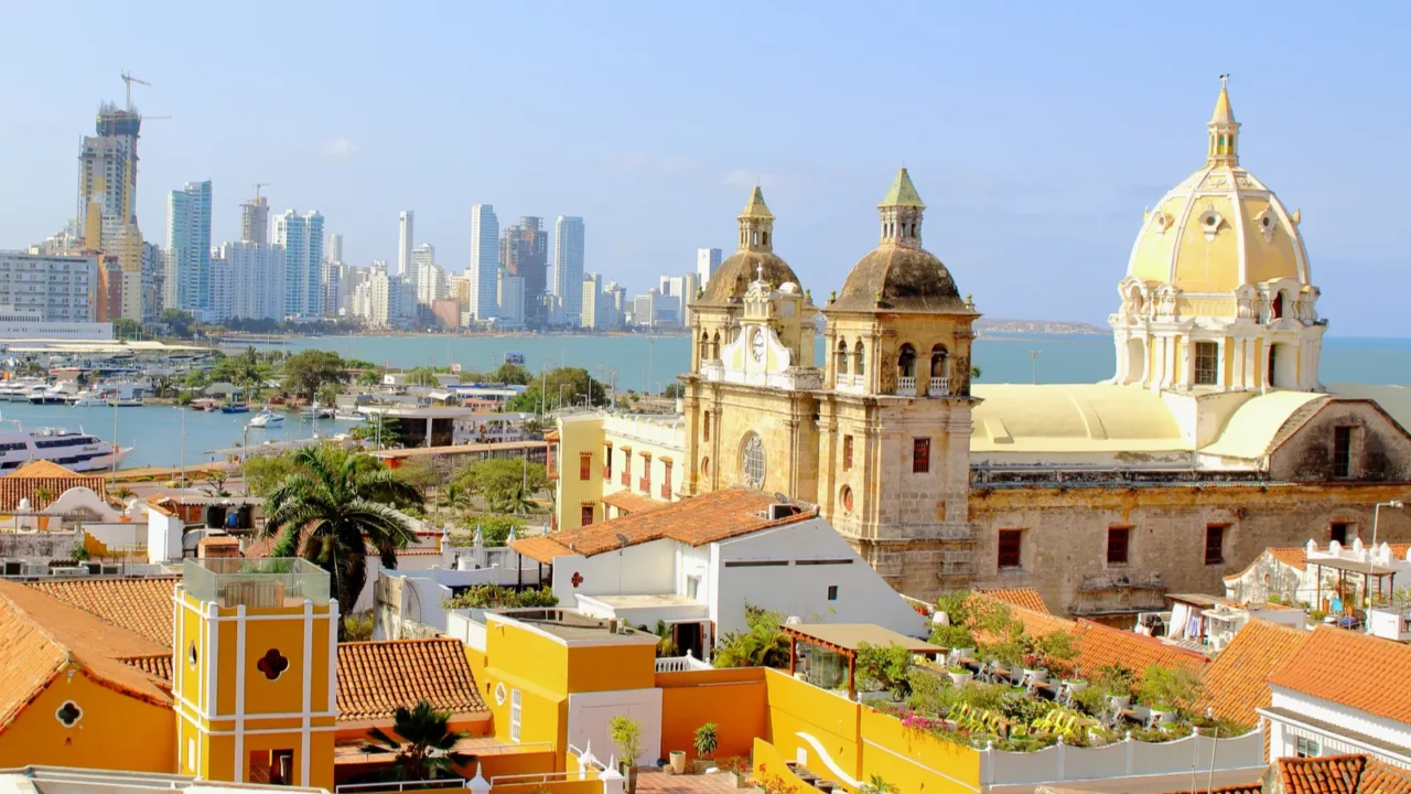 historic center of cartagena colombia with the caribbean sea