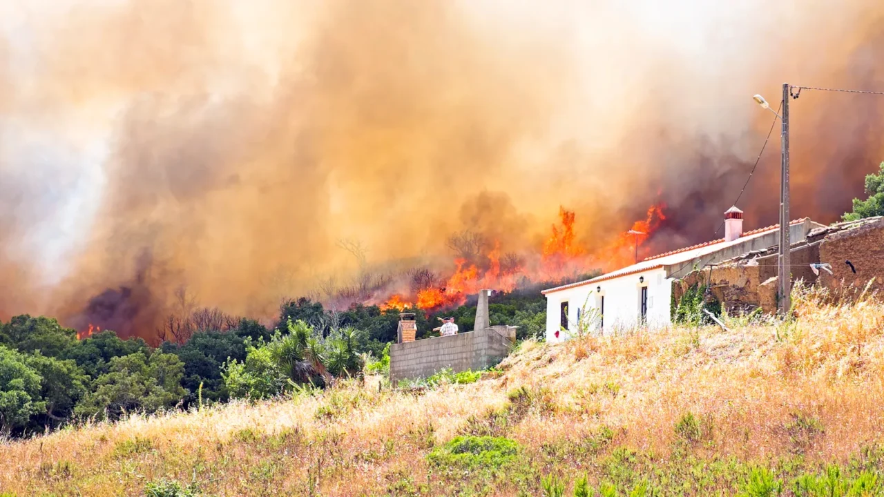 huge forest fire threatens homes