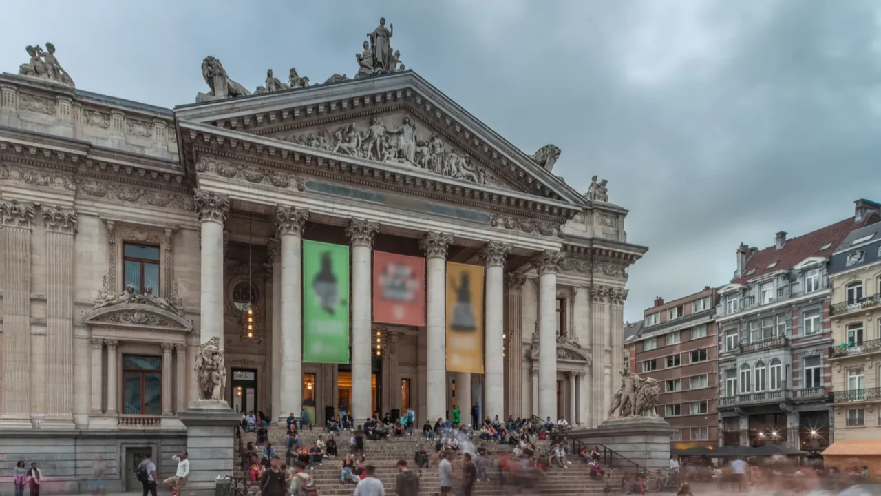 hyperlapse of the brussels stock exchange in neorenaissance and second