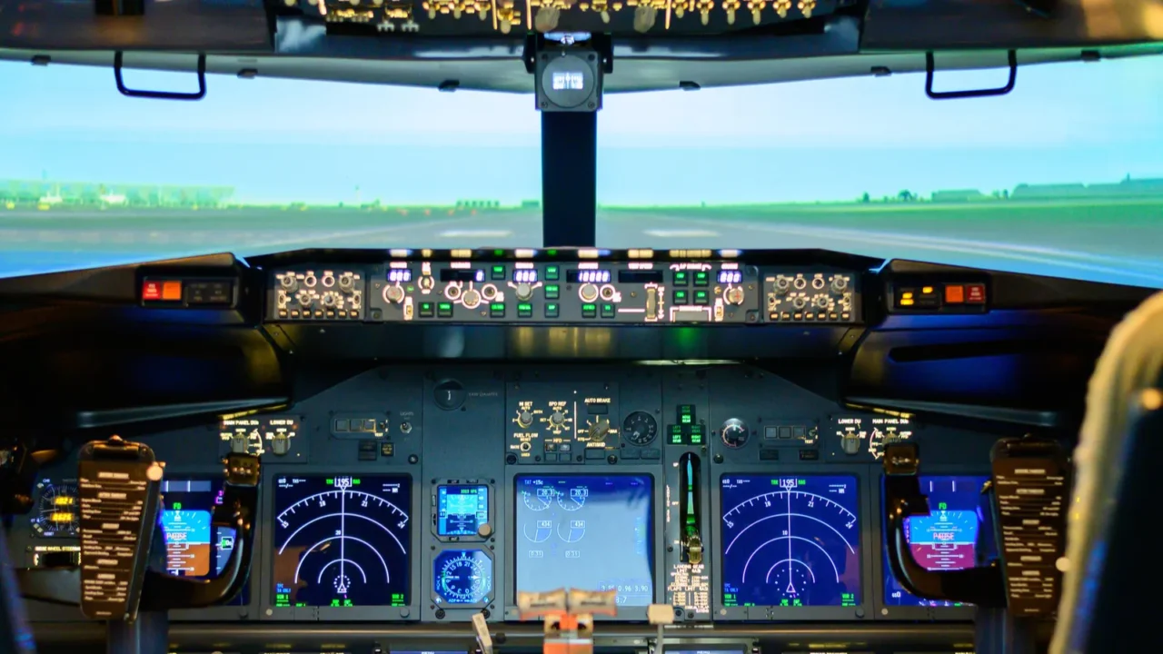 inside flight simulator cockpit training