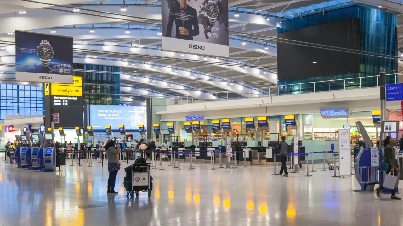 interior of departure hall heathrow airport terminal 5 new building