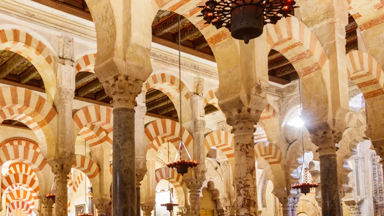 interior of the great mosquecathedral also called the mezquita in