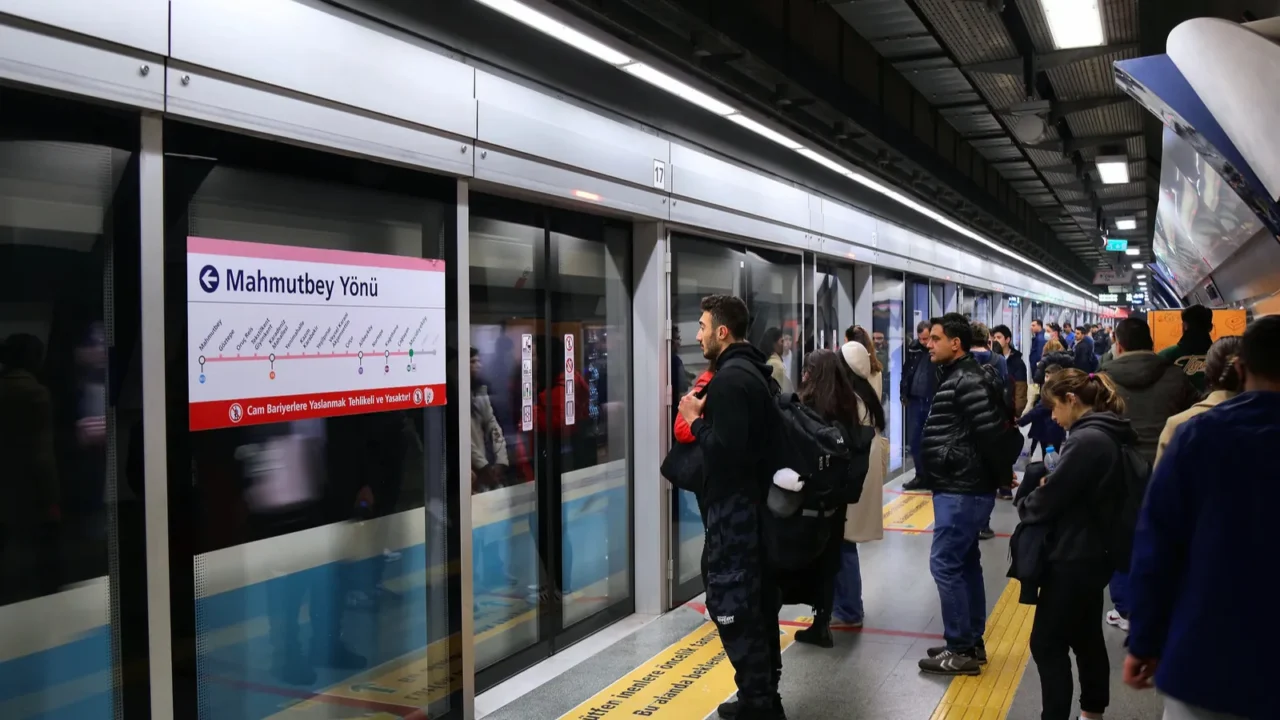 istanbul turkey march 25 2023 passengers wait at platform