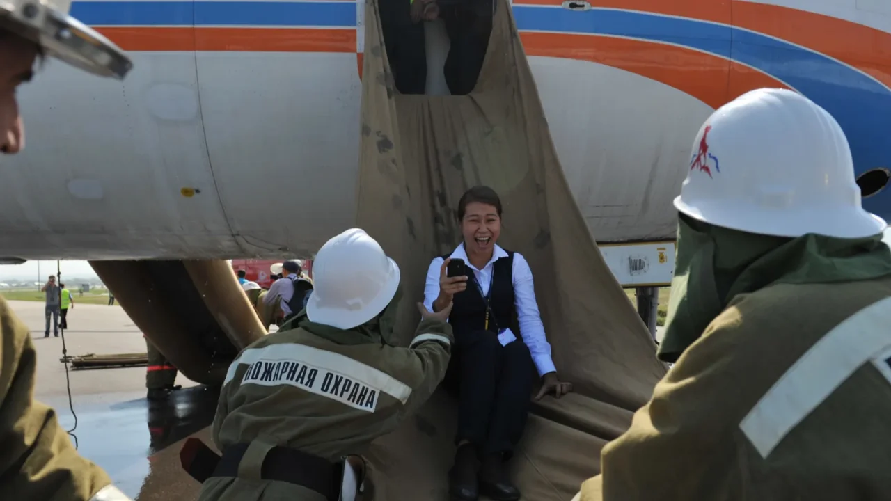 almaty  kazakhstan  09052011  fire service training