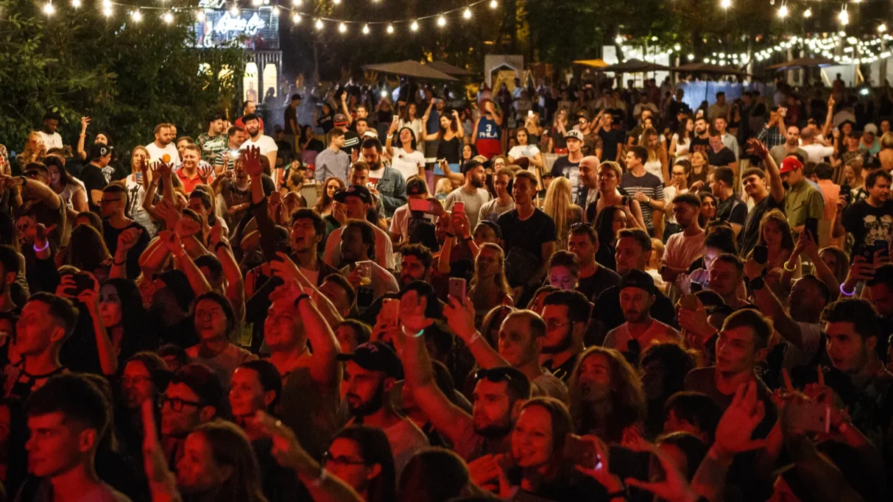 kiev11 july2018 group of happy music fans partying on summer