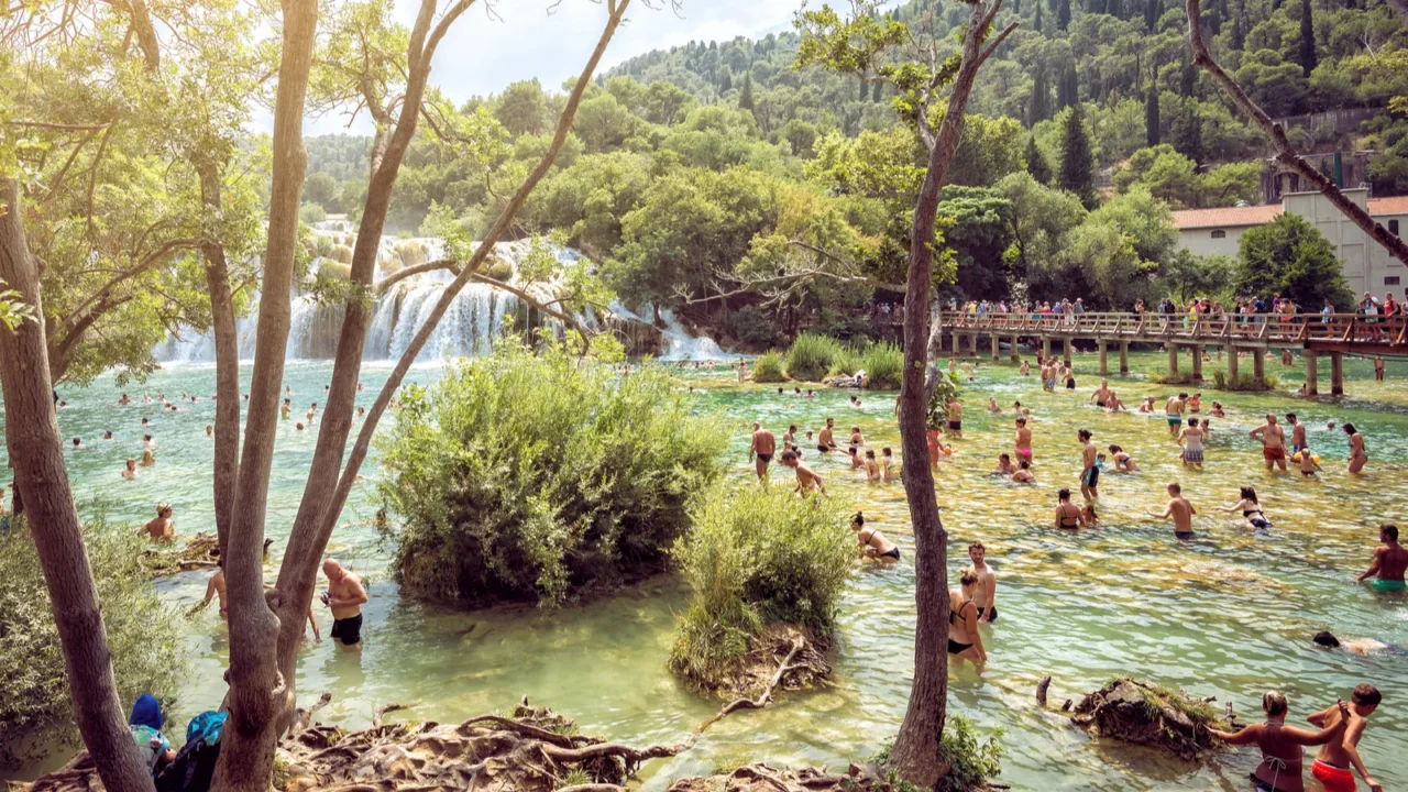 krka national park with waterfalls