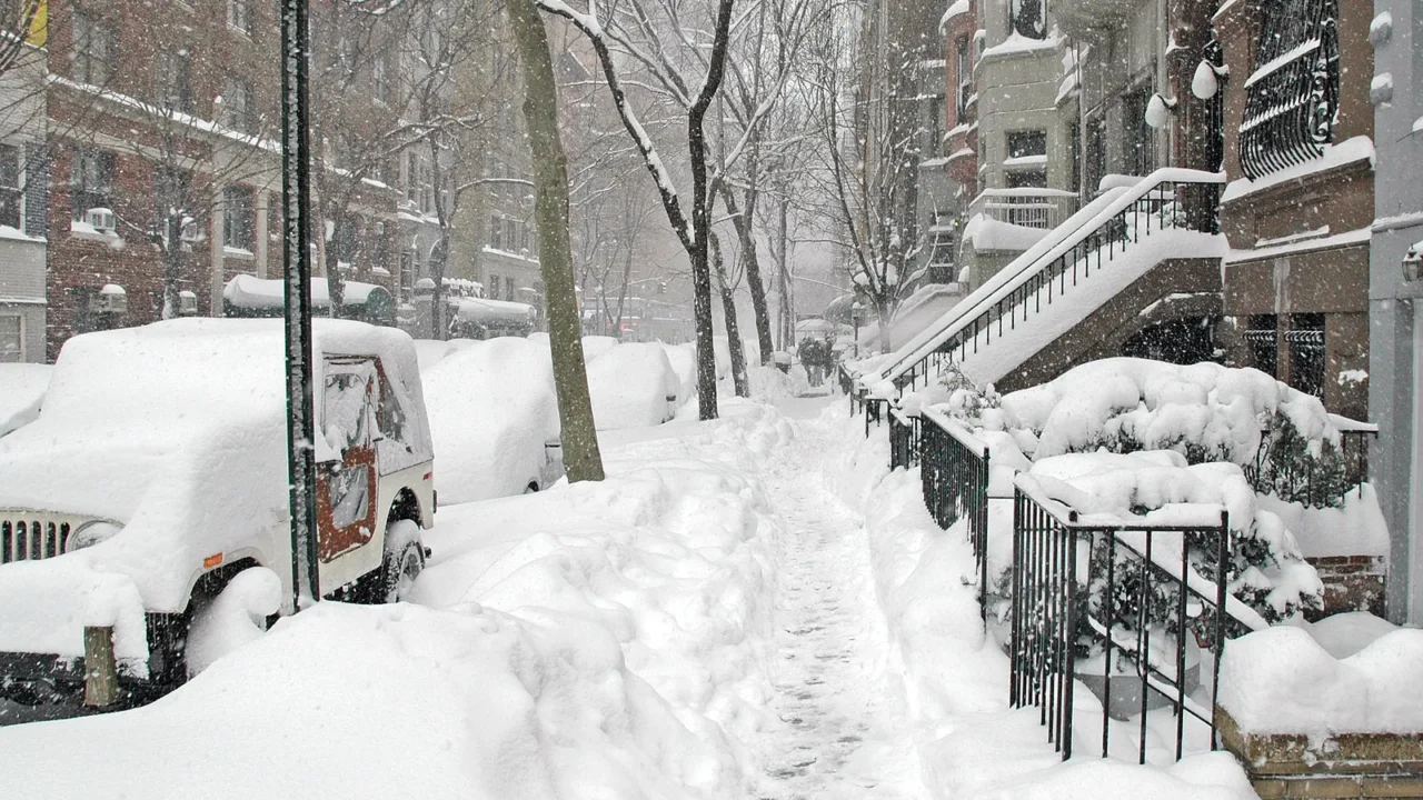 manhattan in the snow central park during a winter blizzard