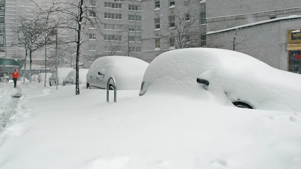 manhattan in the snow central park during a winter blizzard