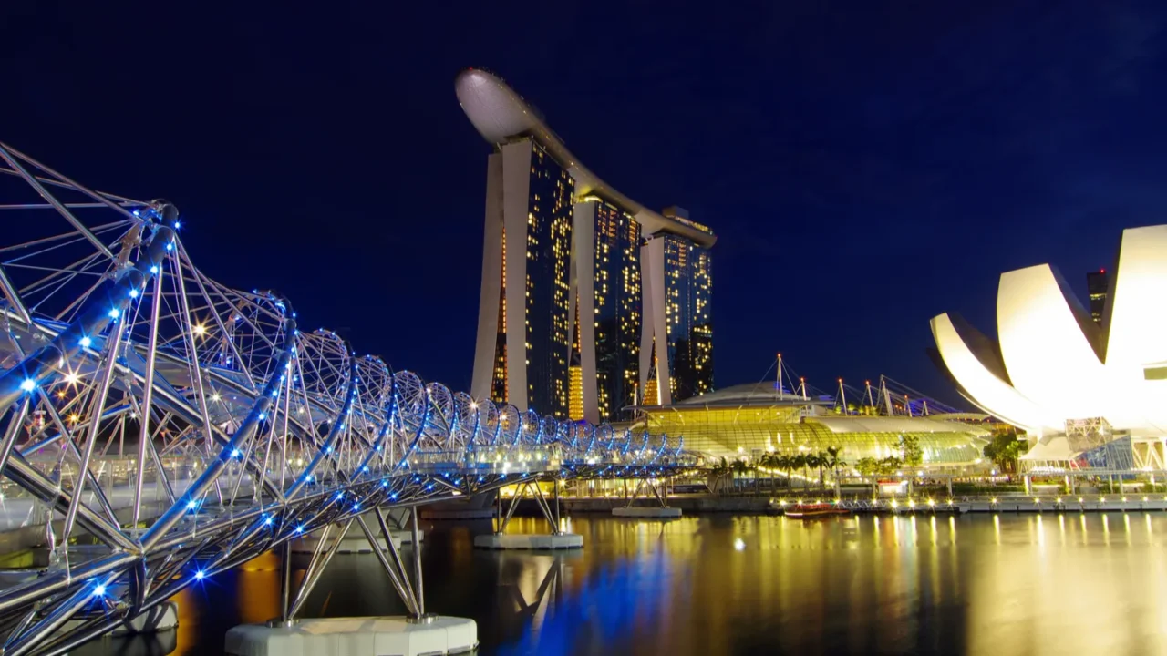 marina bay on twilight background singapore