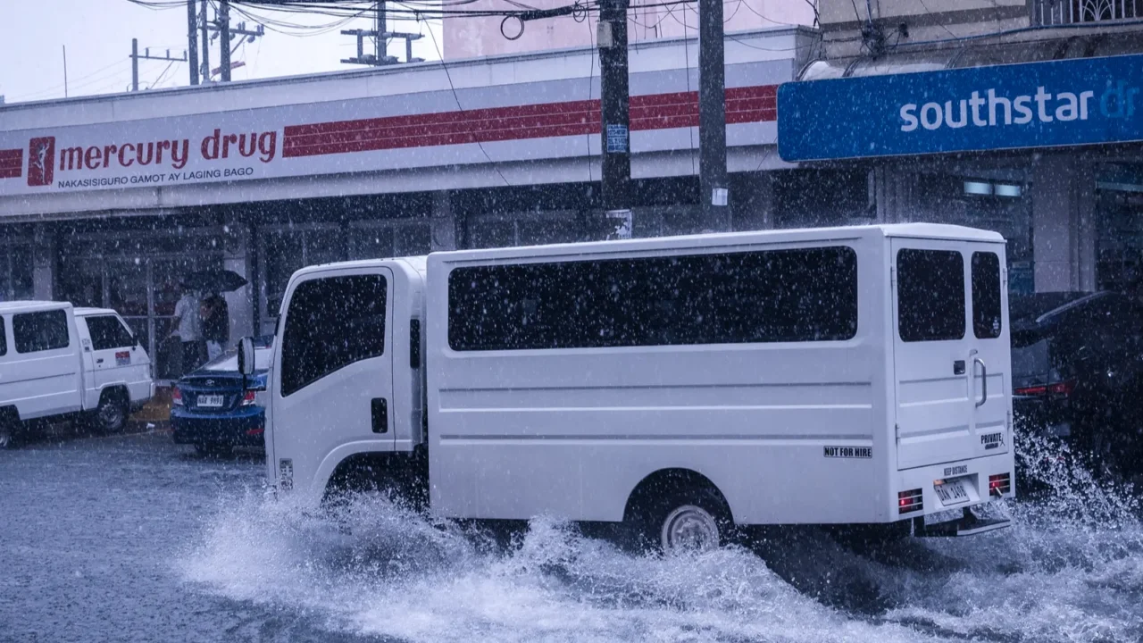 metro manila philippines  aug 2020 a van drives through