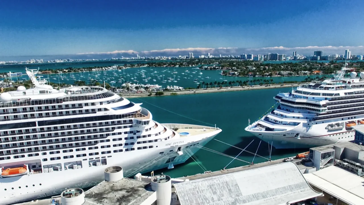 miami  february 27 2016 cruise ships docked in miami