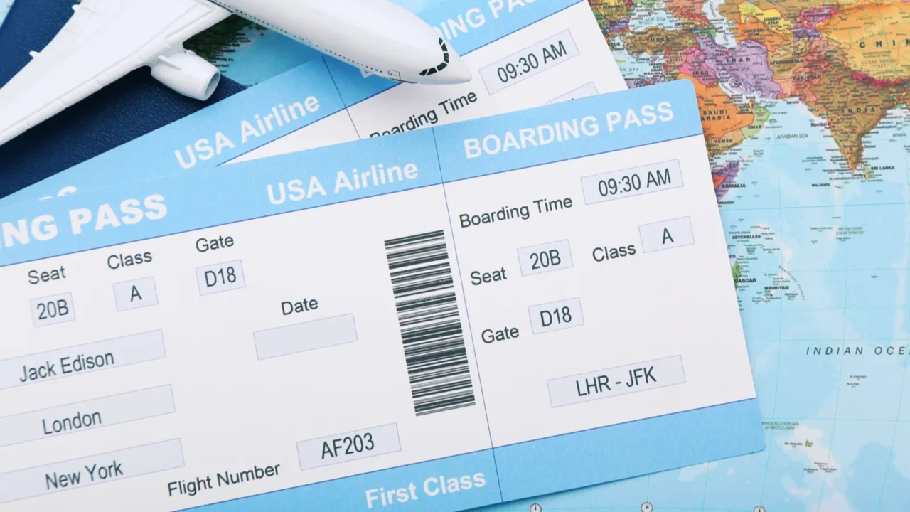 mykolaiv ukraine january 14 2021 passport with boarding passes