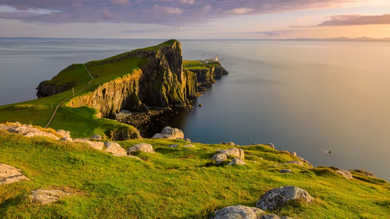 neist point lighthouse on the isle of skye on a
