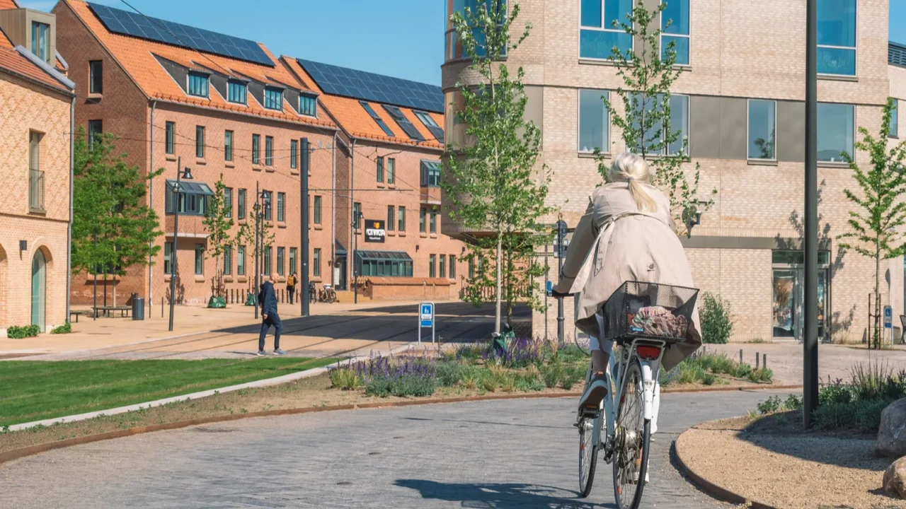 odense denmark may 23 2022 beautiful girl riding a