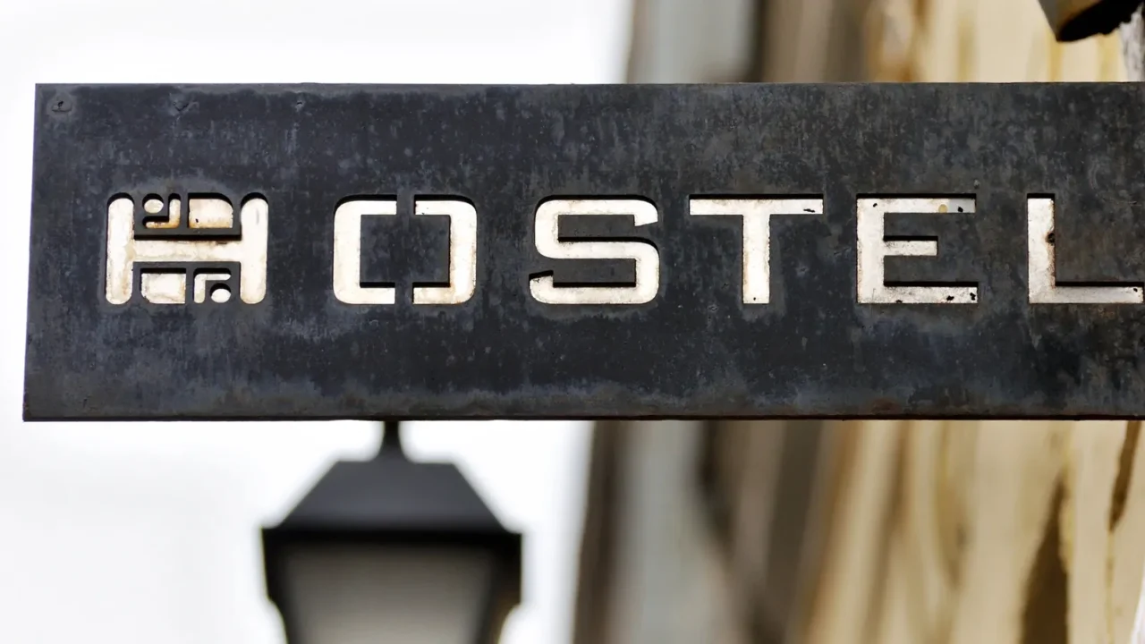 old signboard hostel