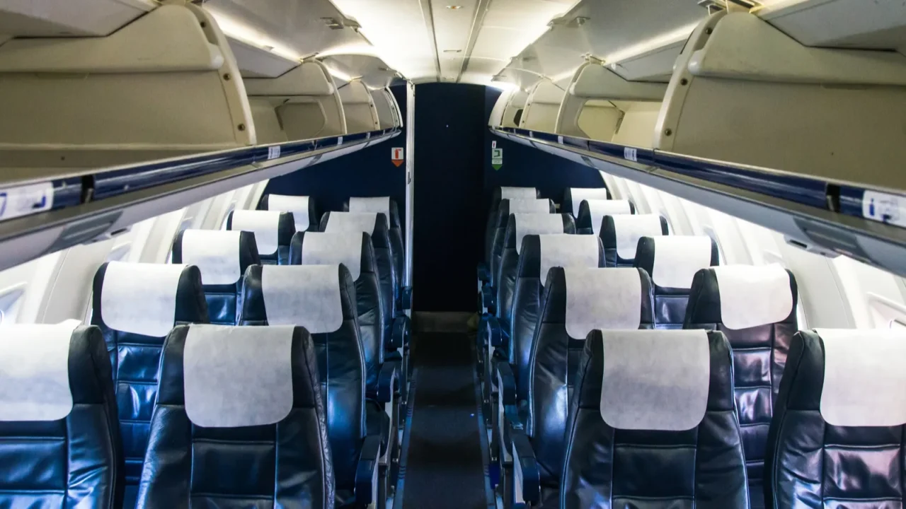 open luggage rack and interior view of the small regional