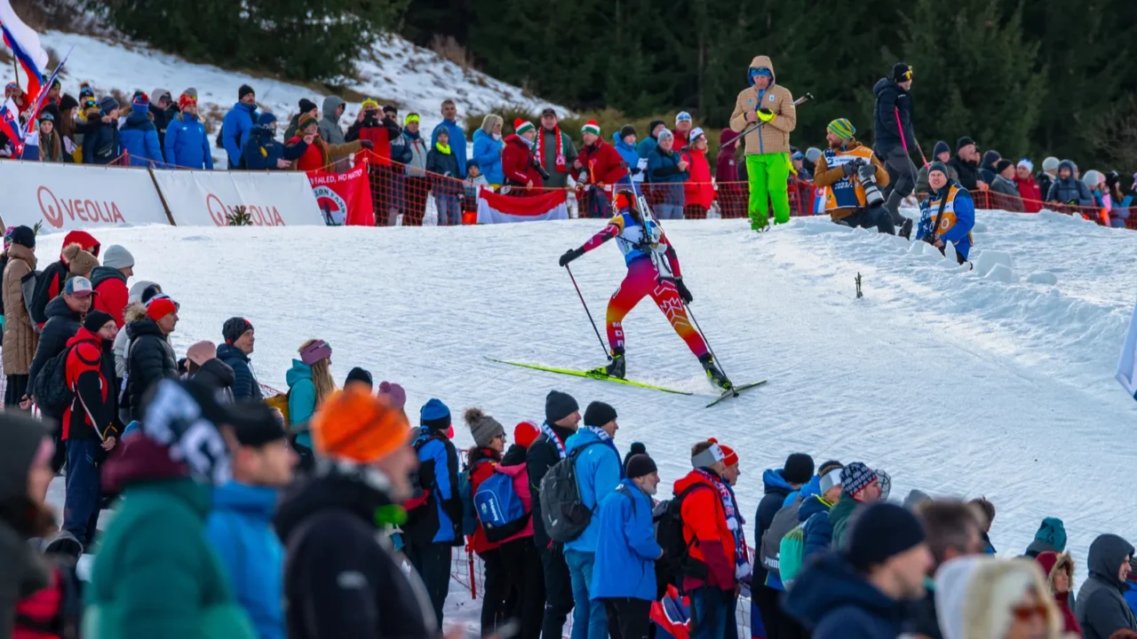 osrblie slovakia january 24 2024 biathlon female race crowd supporting