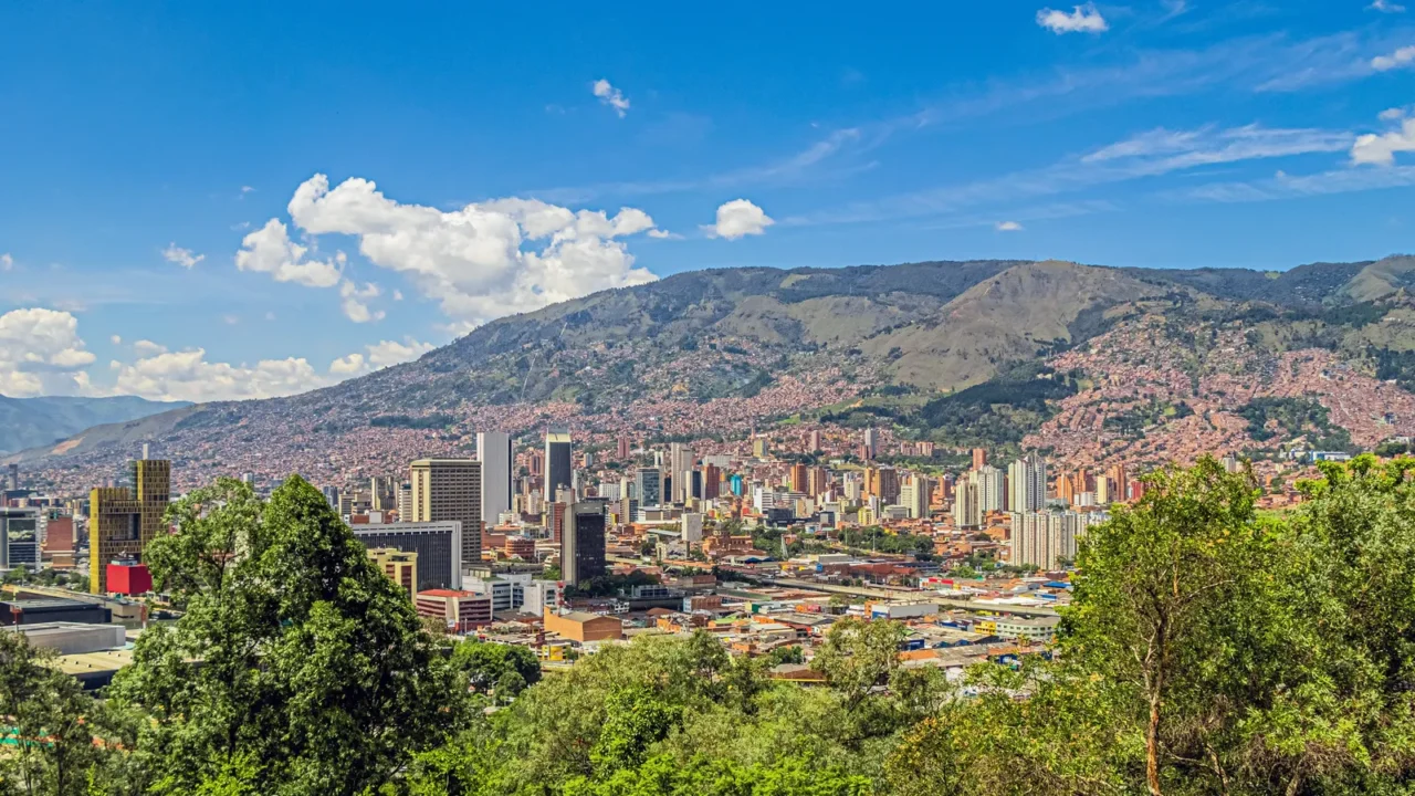 panoramic of medellin city at the aburra valley antioquia colombia