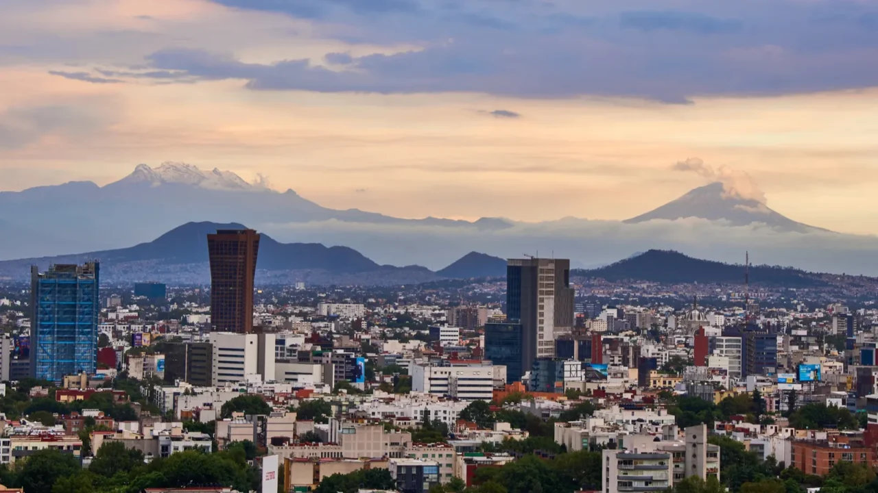 panoramic photo of mexico city cloudy afternoon with a view