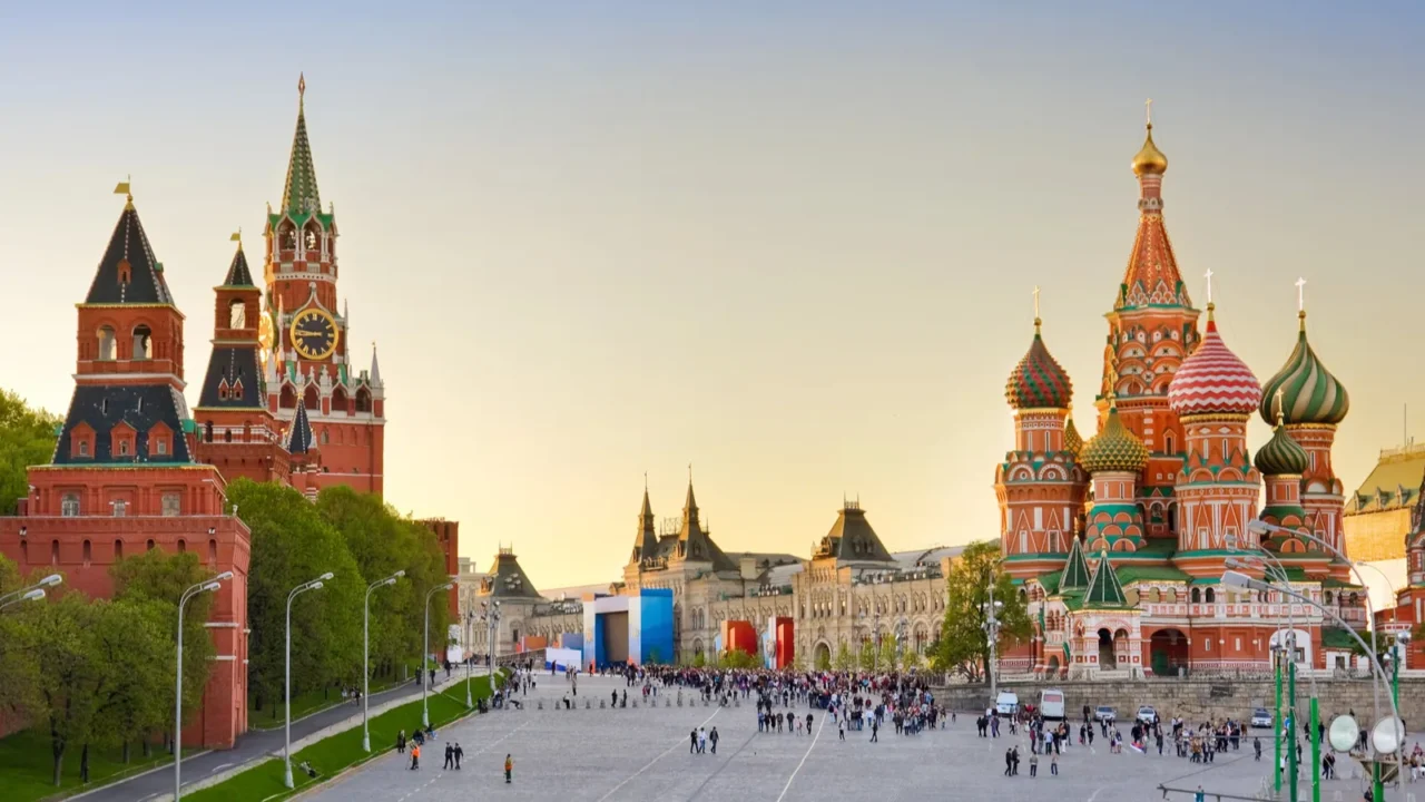 red square moscow at sunset