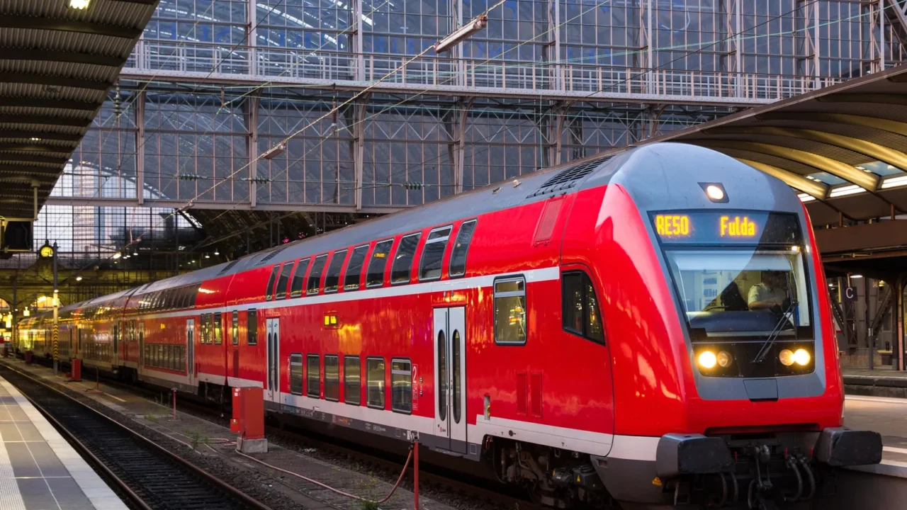regional express train in frankfurt am main station germany