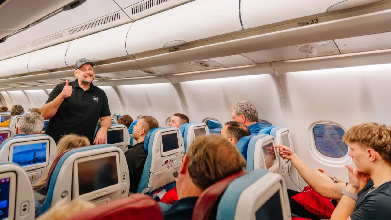 riga latvia february 22 2025 a cheerful man