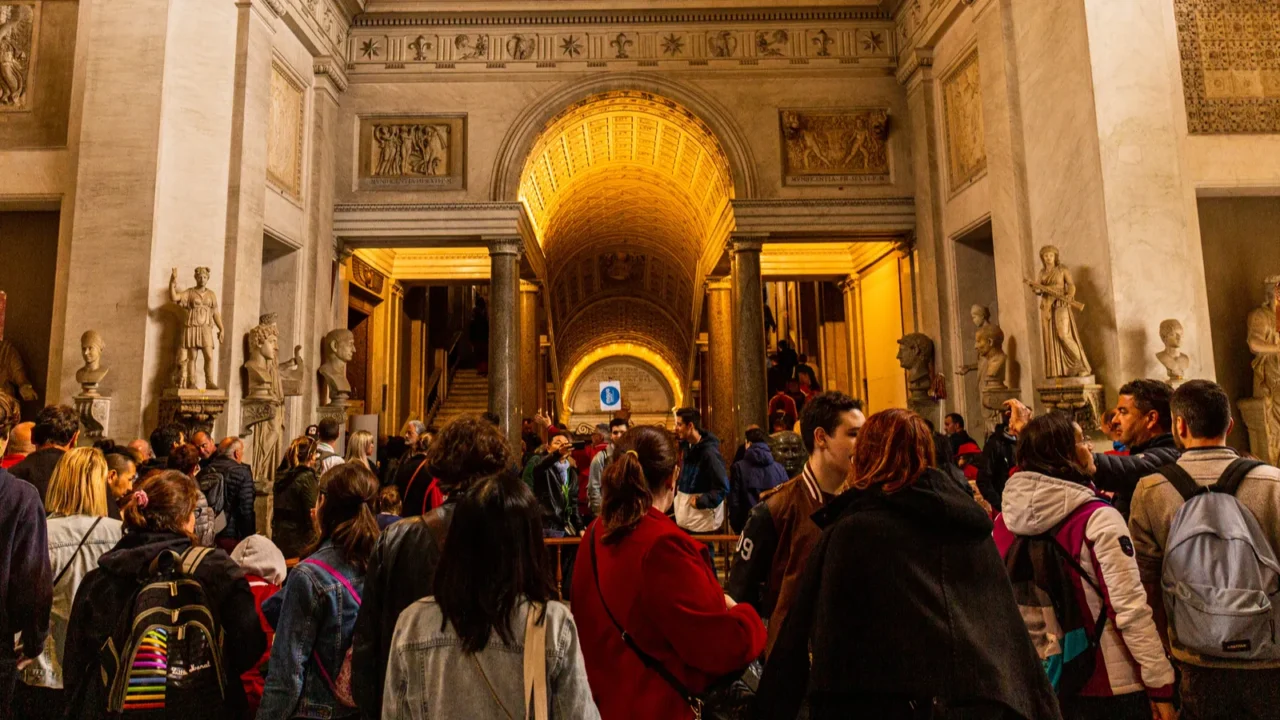 rome italy  june 28 2019 crowd of tourists walking