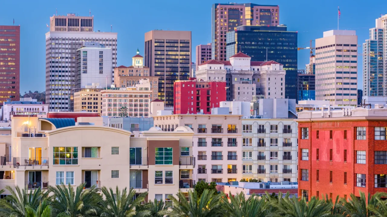 san diego california usa downtown city skyline at twilight