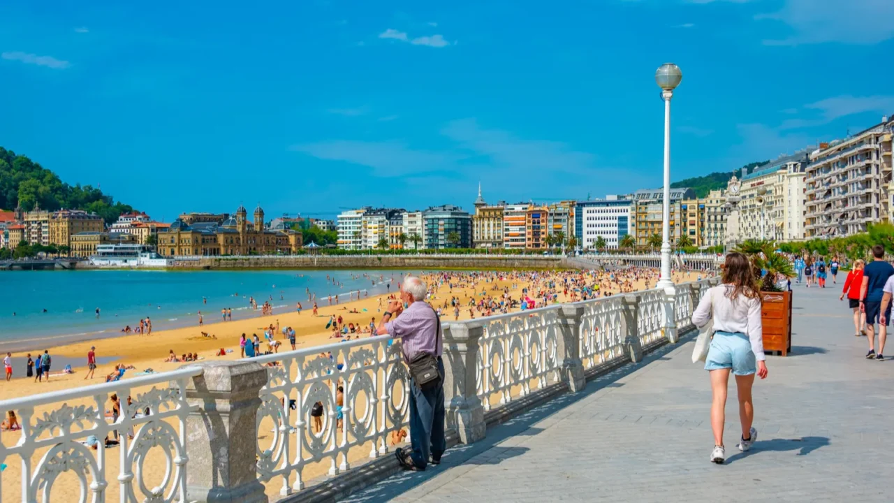 san sebastian spain june 2 2022 view of seaside promenade