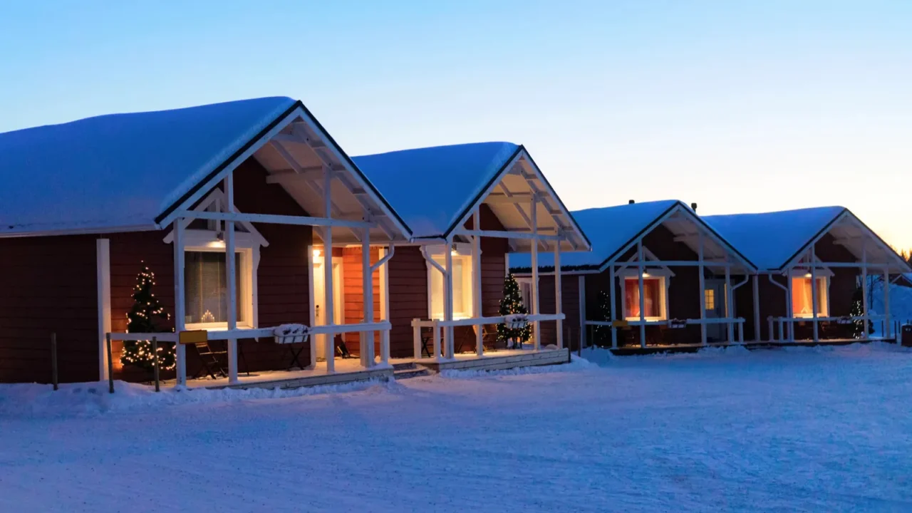 santa claus holiday village houses building in lapland