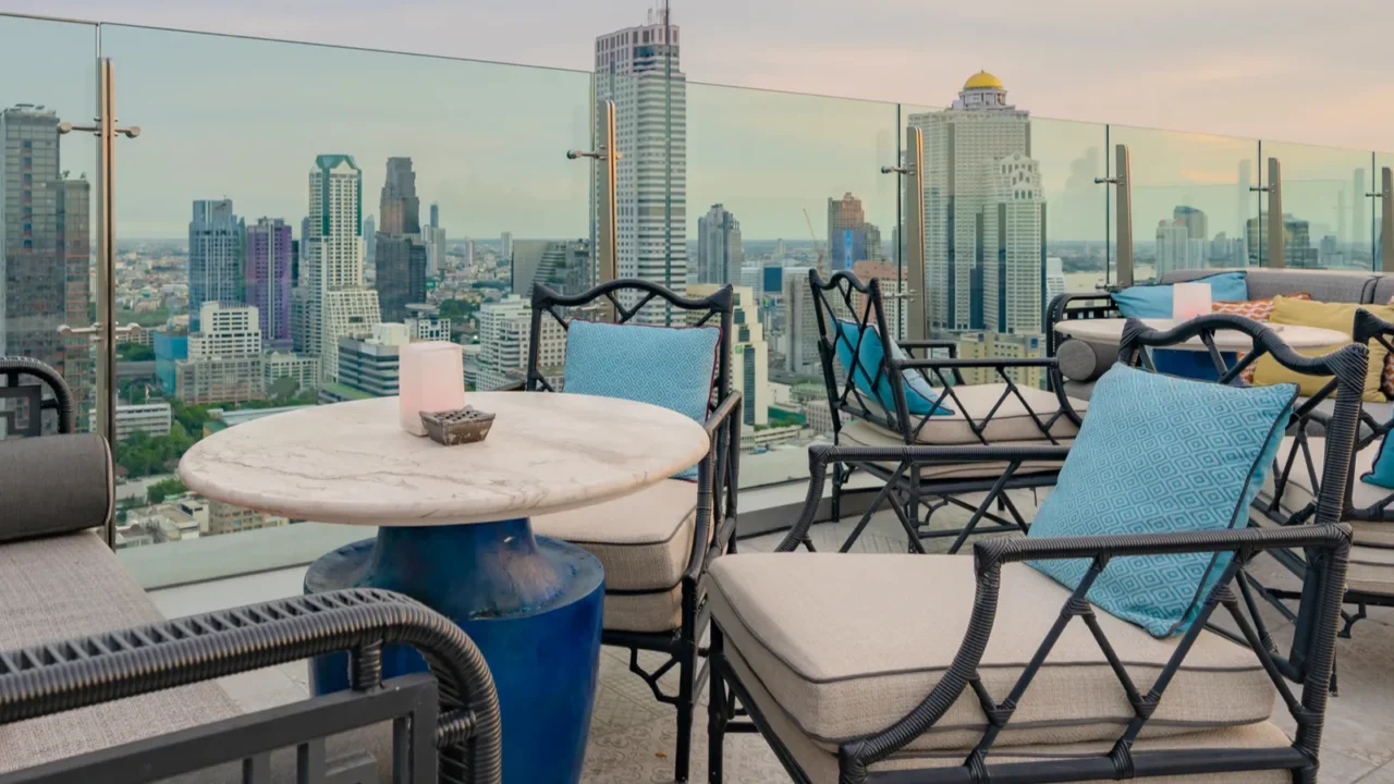 sky bar a restaurant or cafe lounge terrace with dinner